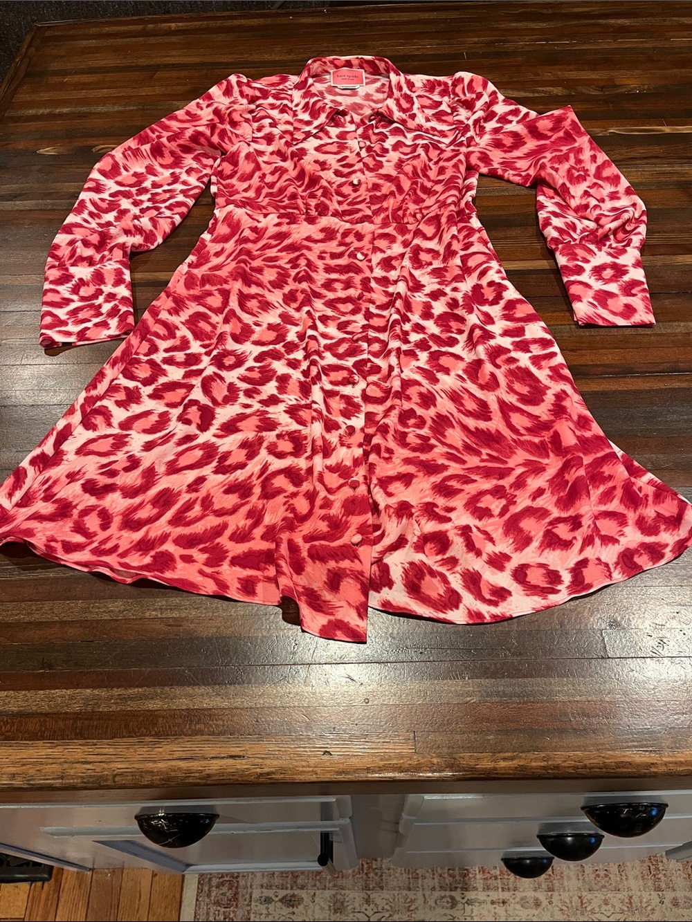 kate spade Pink and Red Animal-Print Shirt Dress size 6